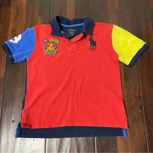 Polo Ralph Lauren Color Block Polo Boys Medium 10-12 Big Pony Cotton